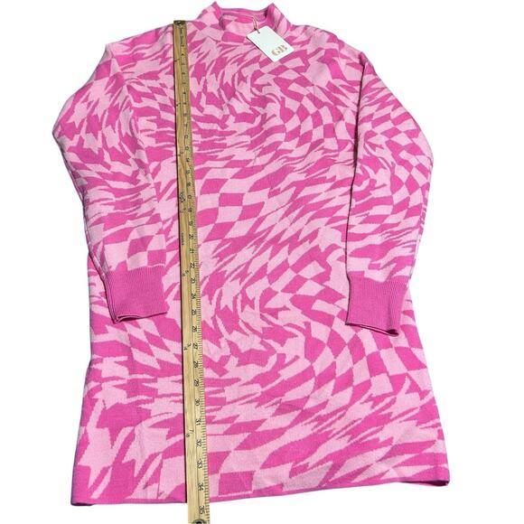 NWT Gianni Bini GB SZ S Mock Neck Geometric Swirl Sweater Dress Pink Long Sleeve - Picture 4 of 8